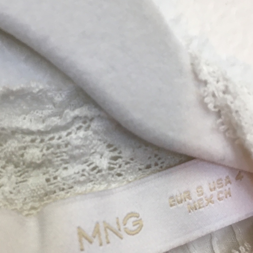 Mango Gauzy Lace Embroidered Long Sleeve Blouse 4 White 100% Cotton - Picture 11 of 11
